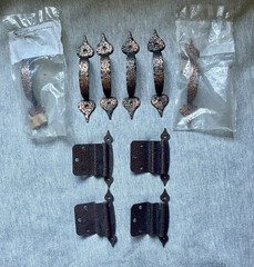 Mixed Lot Vtg AMEROCK Hammered Copper Cabinet Pulls & Hinges 10 Pcs BP3401-AC