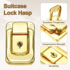 6Pcs Suitcase Lock Hasp with Screw and Key Metal Toggle Catch Latch, Gold