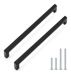 50 Pack Black Cabinet Handles 10 Inch(256mm) Hole Centers Drawer Pulls Stainless