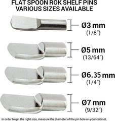 Rok Hardware Heavy Duty 1/4″ (6Mm) Shelf Pin Spoon Shaped Cabinet Support Pegs