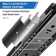 Drawer Slides 1 Pair Full Extension 10 12 14 16 18 20 22 24 inch Side Mount R…
