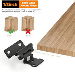 10 Pack 5 Pairs Semi-Overlay 1/2 Inch Self-Closing Face Frame Cabinet