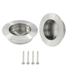 2pcs Round Recessed Pull, Flush Pull Handle, Brushed Nickel | 2.56″ OD, 0.63″H,