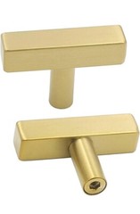 Brushed Brass 2 Inch Cabinet Drawer Pull Handles T Shaped Knob Lot Of 20