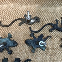Lot of 13 Mexican Verdigris Metal Southwestern Drawer Pulls Frog Turtle Lizard