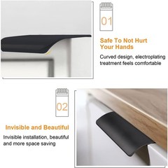 8 Pack Finger Edge Pull Self-Stick Instant Cabinet Drawer Pulls Modern Style