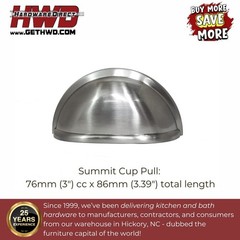 Cabinet Pulls Brushed Nickel Transitional Farmhouse Cup Kitchen Bath Drawer Pull