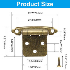 10 Pack Antique Brass Self Closing Cabinet Hinges | Heavy Duty, 1/2″ Overlay