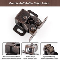 20 Pcs Cabinet Door Latch and Catch Hardware Double Brown Antique Copper
