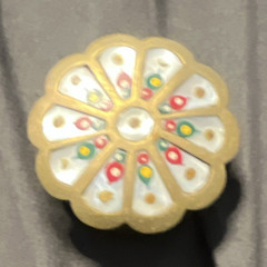 Ceramic Floral vintage brass mother-of-pearl nesting box comes with three boxes