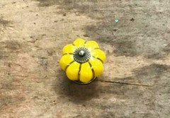 SINGLE YELLOW ENAMEL PULL Drawer Cabinet Knob Porcelain Handle Screw Included