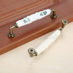 Country Styles Ceramic Cabinet Door Pulls Handle Zinc Alloy Closet Drawer Knobs
