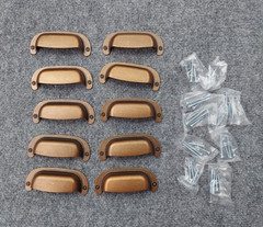 Lot 10 Drawer Pulls Antique Brass Cup Handles Hardware Desk Cabinet 3″ center