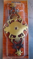 NOS Amerock T-704 Brass Cabinet Door Drawer Knob Backplate Large 3″ x 6-3/8″