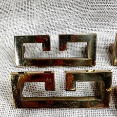 Vintage Greek Key Brass Drawer Pulls Set of 6 Hollywood Regency Fretwork Handles