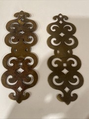 2 Large Vintage Brass Backplates Antique Finish 8”