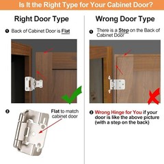 4 Pack (2 Pair) Satin Brushed Nickel Cabinet Hinges for Kitchen Cabinet Door..