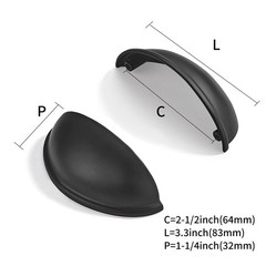 10 PCS 21/2″ 2.5 Inch Matte Black Cabinet Cup Pulls Kitchen Drawer Knobs