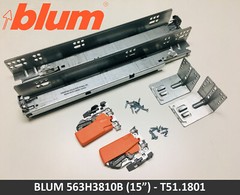 Blum TANDEM plus BLUMOTION 563H Soft Close 15″ Drawer Slide Kit – 563H3810B