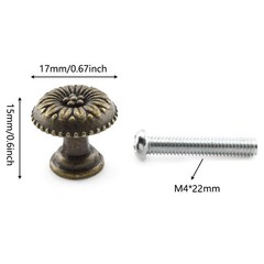 Antique Jewelry Box Pull Handle, OZXNO 4-Pack Retro Bronze Round Flower Patte…