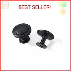 khtumeware 10 Pack 1-1/4 inch(32mm) Black Cabinet Knobs Dresser Knobs Round Matt
