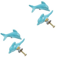 4PCS Dolphin Drawer Pulls Knobs Beach Ocean Sea Decoration Handle Blue Home