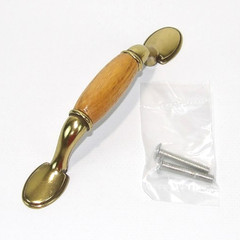 Belwith P794-Oak Polished Brass & Oak 3″ Centers Cabinet Drawer Pull Hardware
