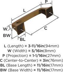 Amerock Mulholland BP53030-GB Gilded Bronze 3″ Center Cabinet Pull