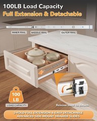 22″ Heavy-Duty Soft Close Drawer Slides – Full Extension Metal Ball Bearing Glid