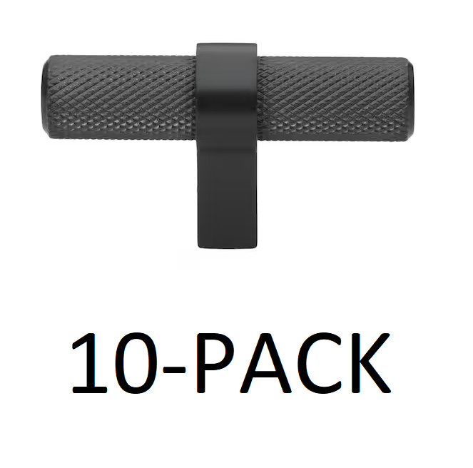 *10-PACK* GlideRite 2-1/4 in. Matte Black Finish Knurled Steel Cabinet Knob