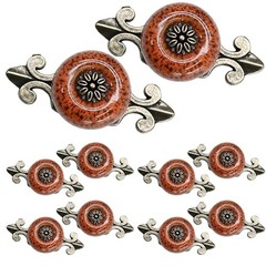 10pcs Ceramic Knobs Orange Dresser Knobs with 10 Pieces Orange with Pattern
