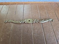 6.5 inch brass finish cabinet knob backplate new old stock