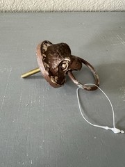 Vintage Cast Iron Eagle Hawk Bird Head Ring Pull Cabinet Knob Rustic Drawer Pull