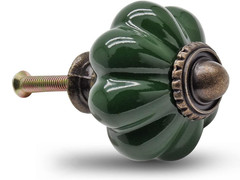 Deep GREEN Ceramic GLASS Cabinet Drawer Knobs Antique Brass Gold Door Hardware