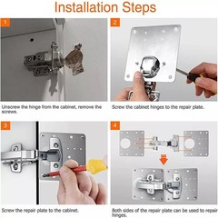 4-20x Kitchen Cupboard Door Hinge Repair Kit Plate and Fixing Screws Cabinet US