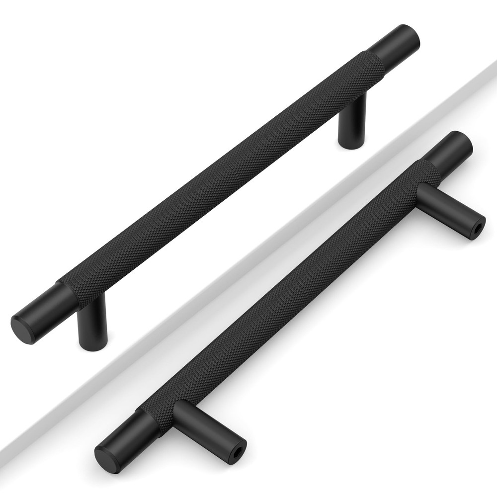 10 PCS 5″ 128mm Matte Black Cabinet Pull Knurled Kitchen Handles Drawer Hardware