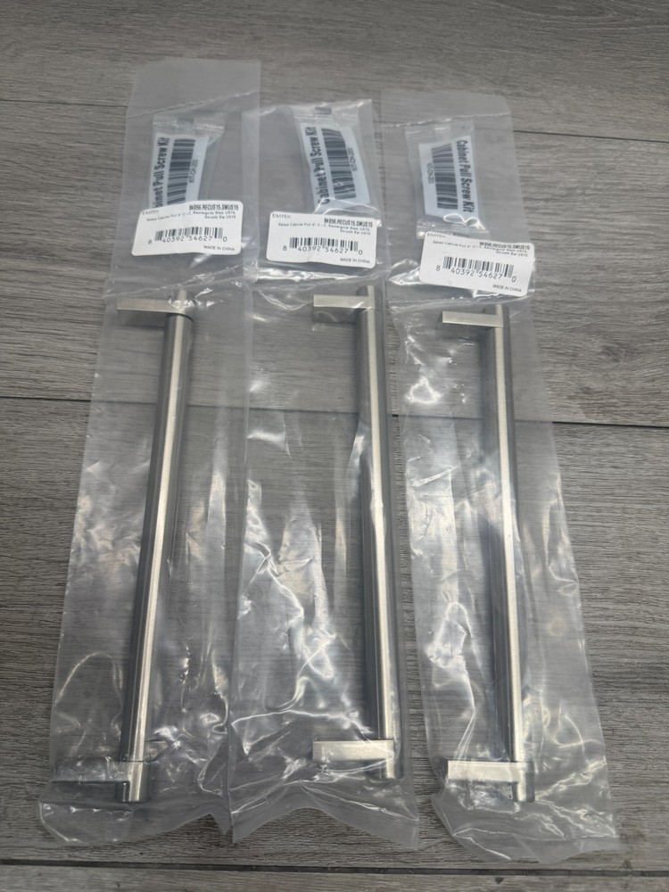 LOT 3x Emtek 84056.RECUS15.SMUS15 Select 8″ Rectangular Stem & Smooth Bar