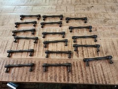 Lot Of 17 USED Vintage Straight Brass 4-1/2″ Bronze Drawer/Cabinet Pull Handles