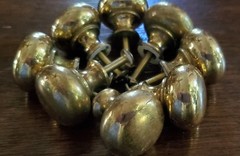 Lot of 8 Solid Brass 1-Inch Mushroom Drawer Knobs w/ Screws 79 grams each