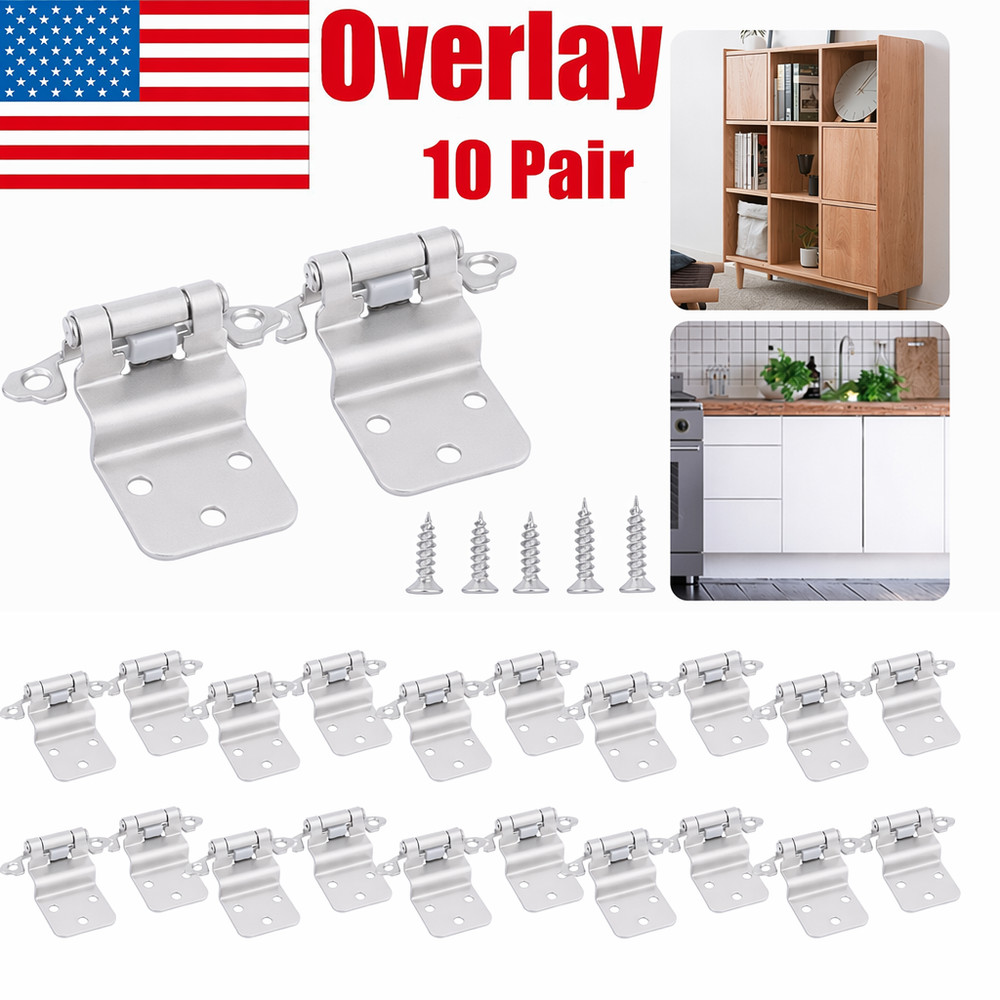 10Pcs 3/8″ Inset Semi Partial Wrap Around Kitchen Cabinet Hinges with Screws