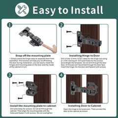 4 PCS Half Overlay Soft Close Cabinet Hinges 105 Deg Frameless 3Way Adj