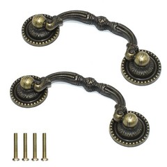 2 Pack 3″ Hole Centers Antique Drawer Pulls Vintage Bronze Cabinet Handles Dr…