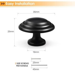 1-3/8″ Bi-Fold Door Knobs Kitchen Cupboard Cabinet Door Pulls 5 Pack Black