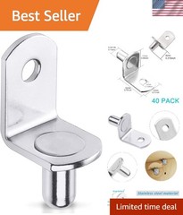 L-Shaped 40 Pcs Shelf Pegs – 1/4 Inch Nickel Plated for Secure & Stylish Storage