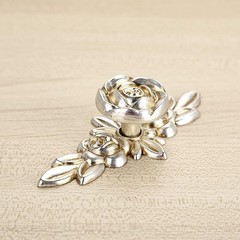 Pack of 5 Euro Rose Decorative Cabinet Knobs with Plate, Floral Ivory Drawer …