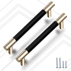 12 Pack 71/2” Kitchen Cabinet Handles Aluminum Knurled Drawer Pulls Gold & Gray