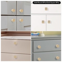8* Modern Gold Cabinet Knob Shiny Cabinet Knob Round Furniture Handles.