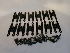 6 Pair of 1-1/8″ x 2-1/2″ Decorative Hinges with Screws Black Hammered Finish