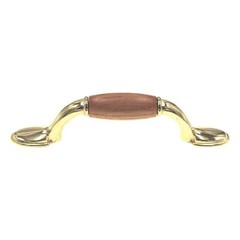 Avante Polished Brass Oak Wood Center 3″ Ctr. Cabinet Arch Pull Handle 38022BPLO