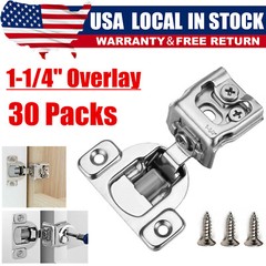 30 PCS Soft-Closing Compact 1-1/4″ Overlay 105 Hinge Kitchen Cabinet Hardware